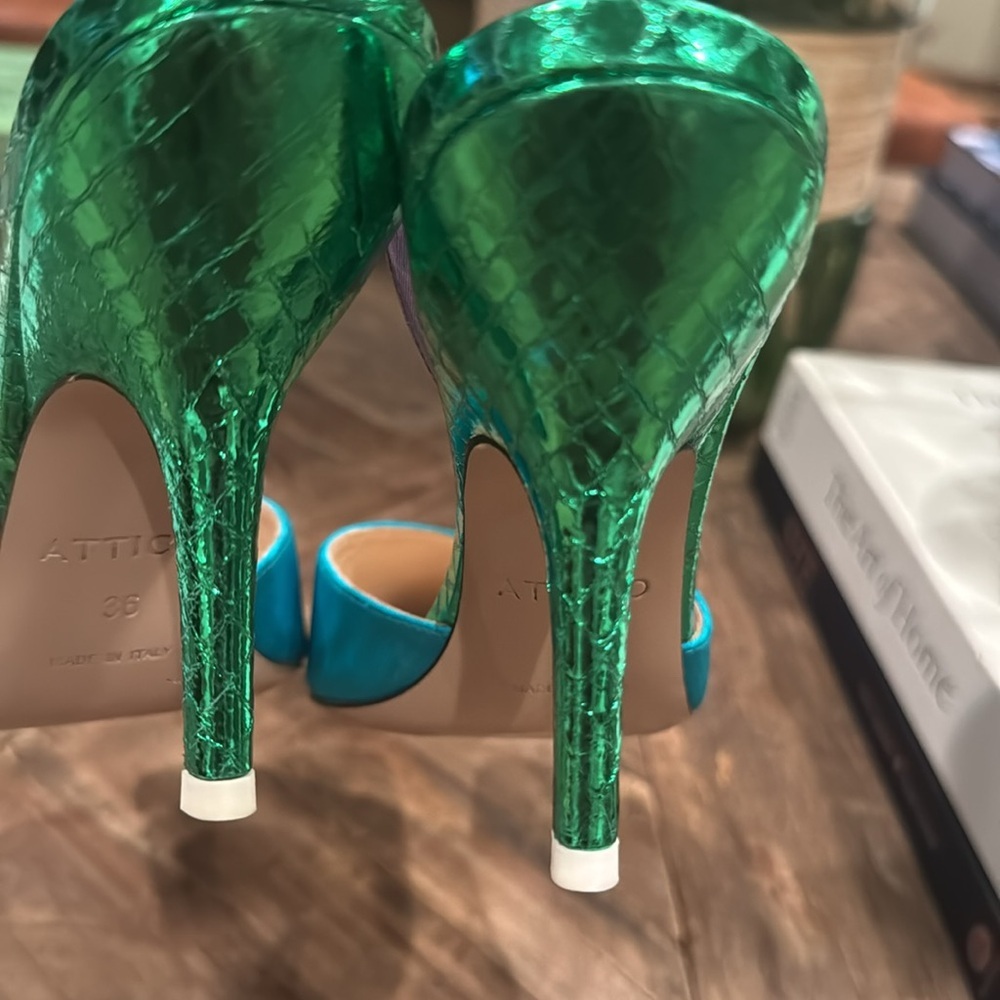Attico Leather Colorblock Pattern Slingback Pumps Size 36 - Picture 6 of 9